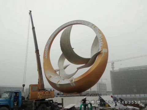 广场不锈钢大雁动物雕塑