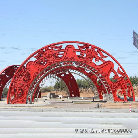 不锈钢景区大型拱门雕塑