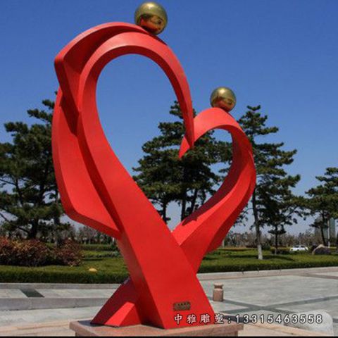 抽象爱心造型不锈钢雕塑