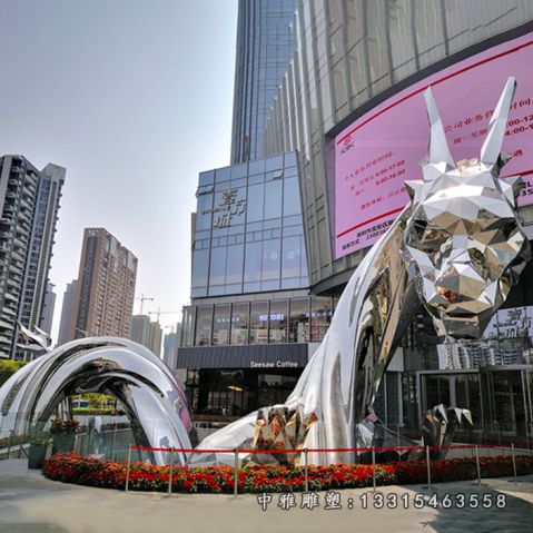 购物广场不锈钢龙雕塑
