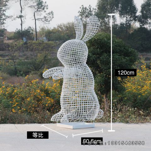 广场兔子动物不锈钢雕塑