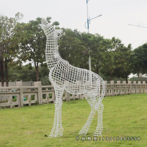 镂空长颈鹿不锈钢动物雕塑