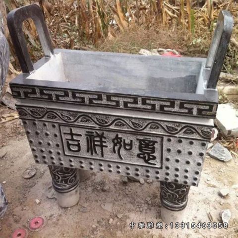 石雕寺院四足鼎雕塑