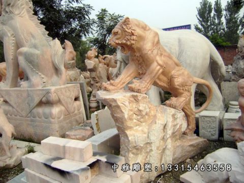 晚霞红老虎石雕