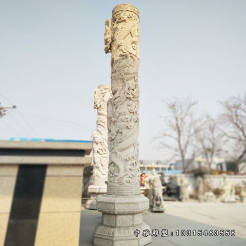 石雕大型景观龙柱雕塑