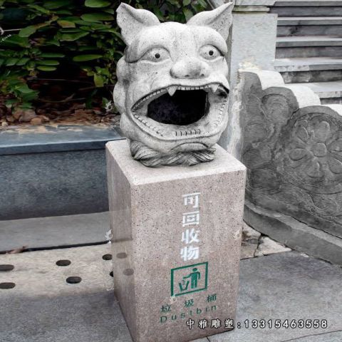 公园石雕卡通垃圾桶
