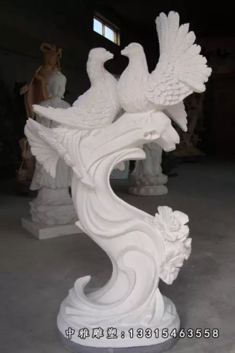 汉白玉鸽子石雕动物