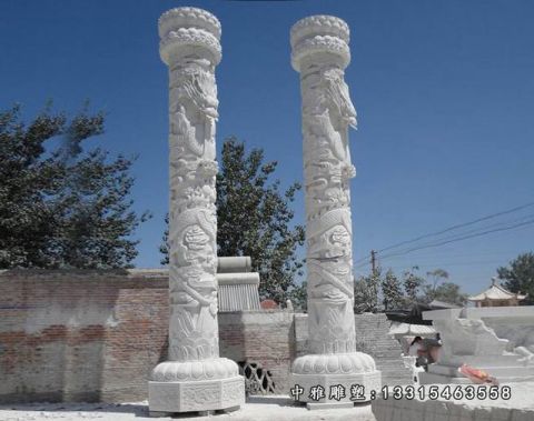 广场龙柱石雕景观雕塑