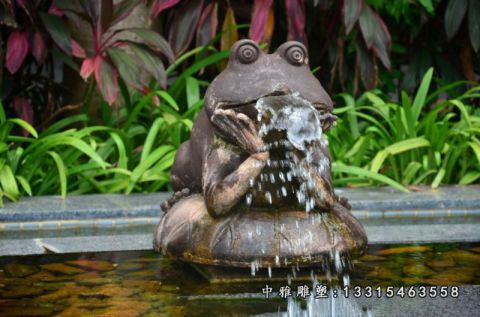青蛙喷泉铜雕