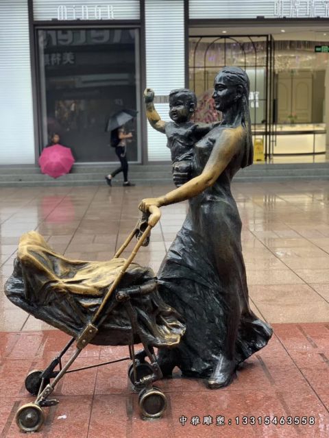 铜雕商业街购物人物雕像