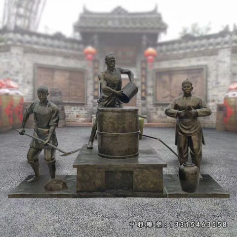 铜雕酒文化人物雕像