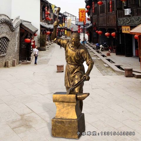 铜雕民俗打铁人物雕像