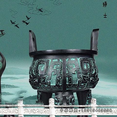 铜雕寺庙圆鼎