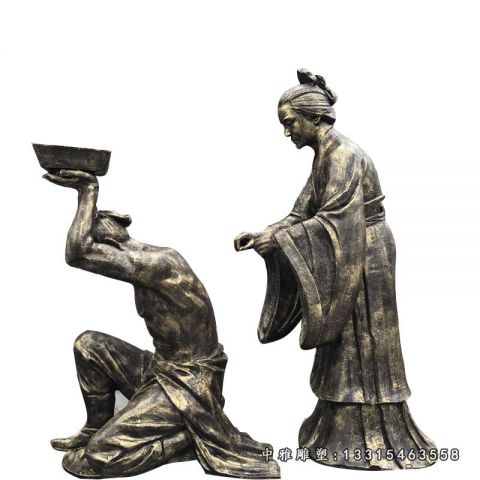 历史典故岳母刺字铜雕