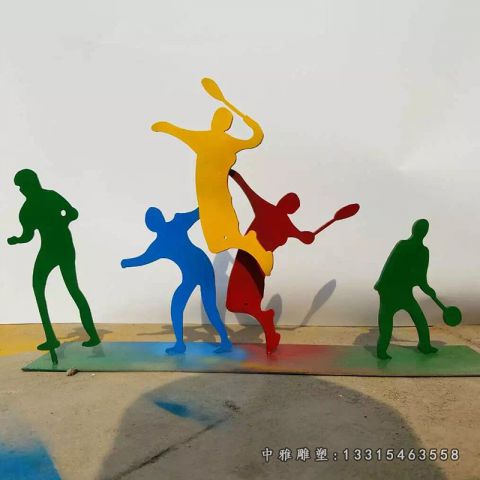 不锈钢打羽毛球雕塑