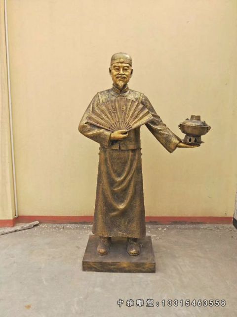 铜雕店小二城市人物雕塑