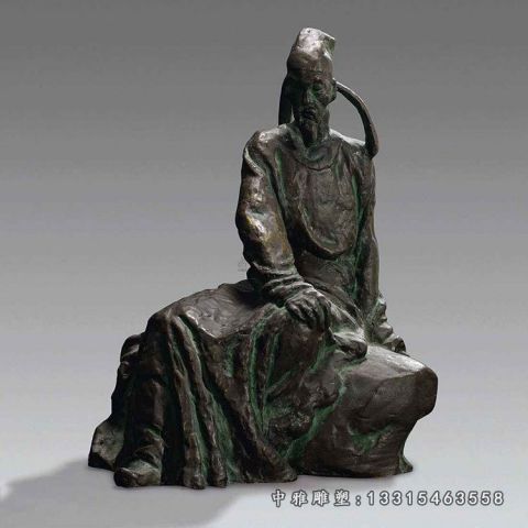 杜甫铜雕公园人物雕塑