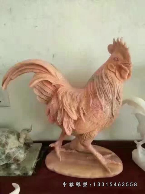 晚霞红公鸡动物雕塑