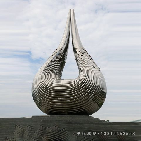 不锈钢抽象水滴城市雕塑