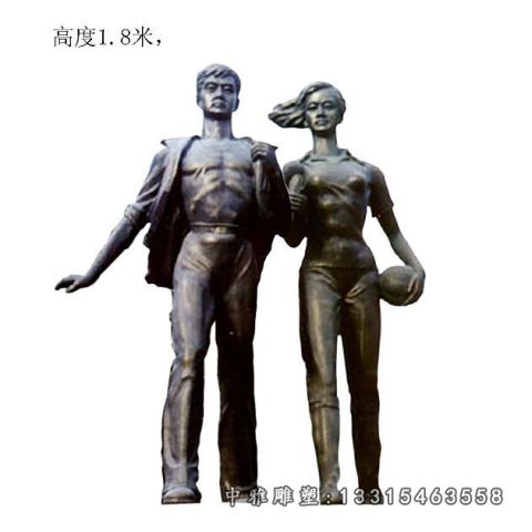 铜雕打篮球城市人物雕塑