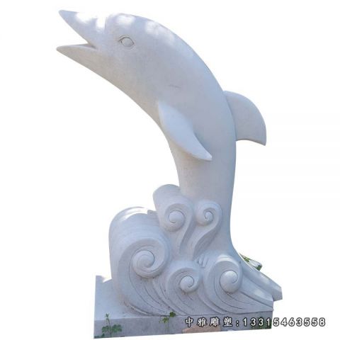 大理石海豚城市动物雕塑