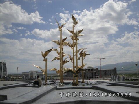鸽子不锈钢城市动物雕塑