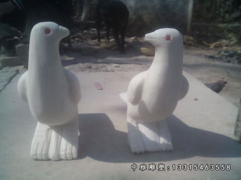大理石鸽子动物雕塑