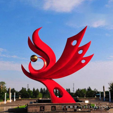 城市不锈钢凤凰抽象雕塑