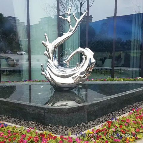 城市不锈钢海浪雕塑