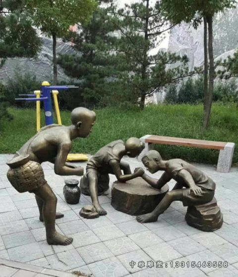 掰手腕铜雕民俗雕塑